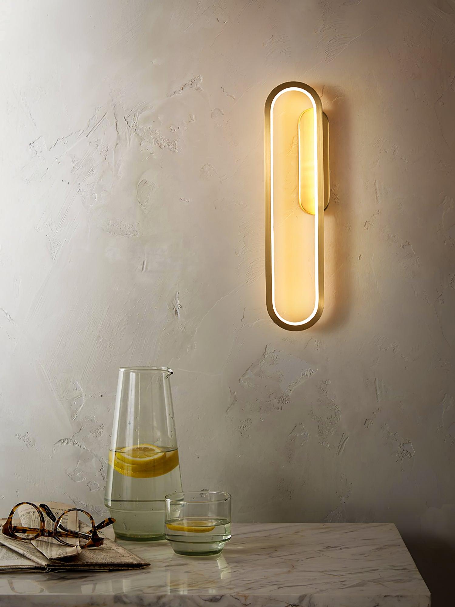 Dhu Classic Long Ova Brass Wall Lamp-Neutral Decor