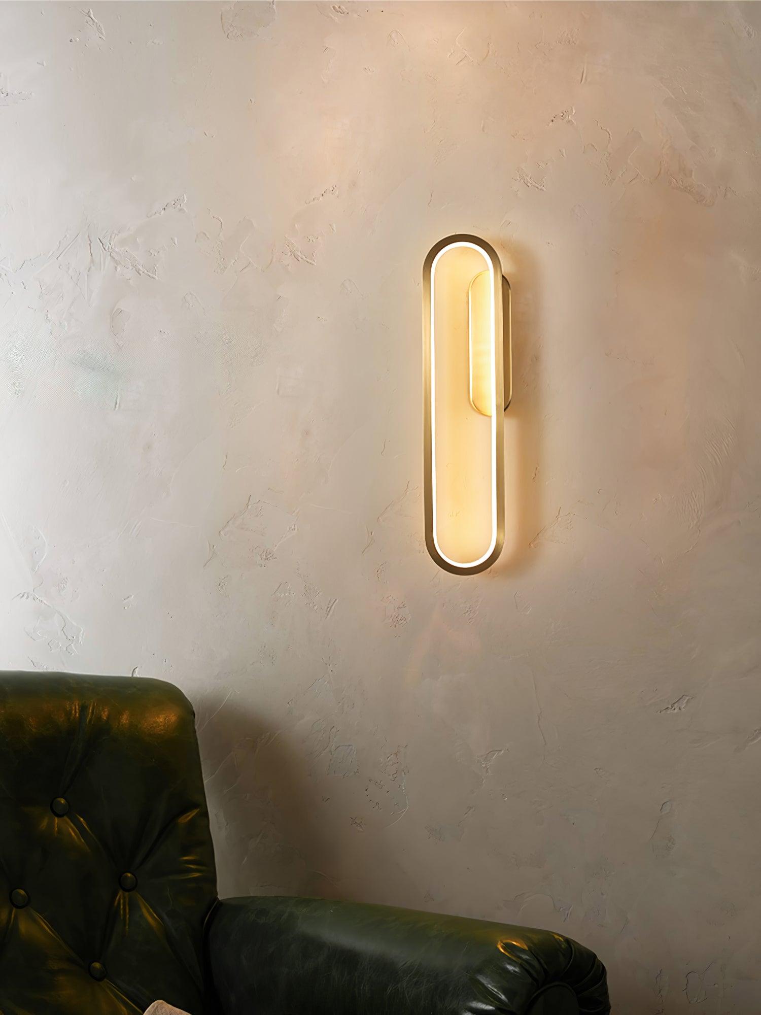 Dhu Classic Long Ova Brass Wall Lamp-Neutral Decor