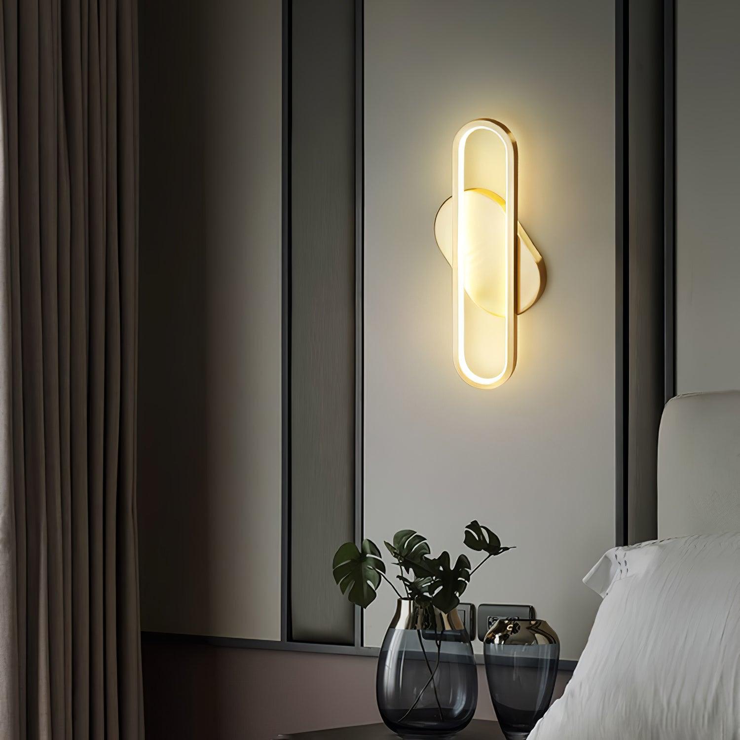 Dhu Classic Long Ova Brass Wall Lamp-Neutral Decor