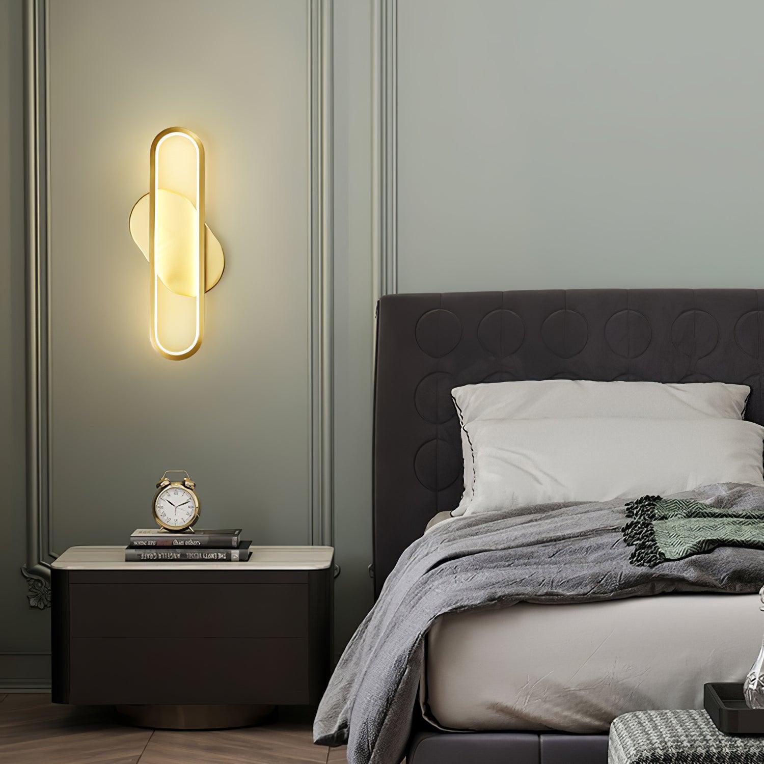 Dhu Classic Long Ova Brass Wall Lamp-Neutral Decor