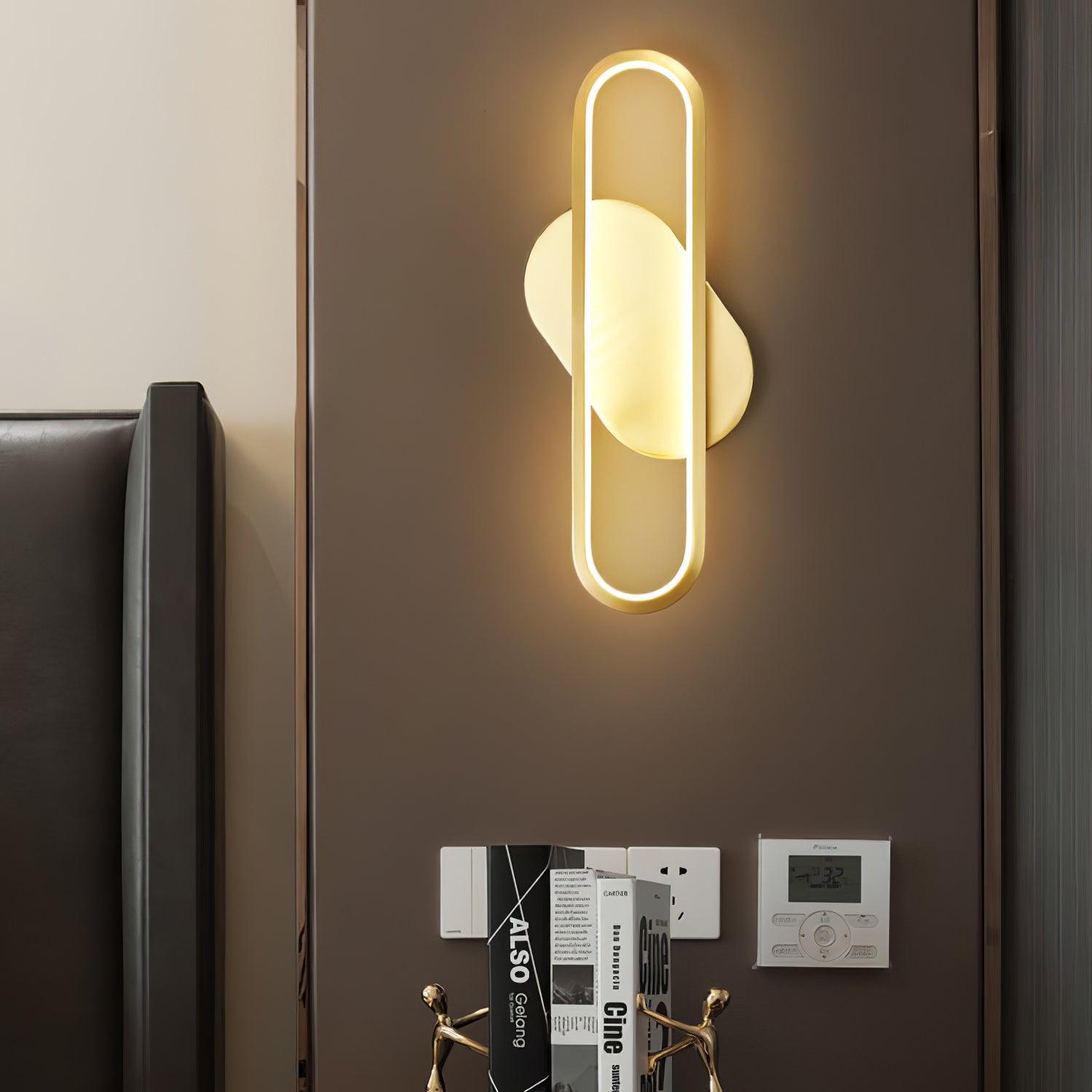 Dhu Classic Long Ova Brass Wall Lamp-Neutral Decor