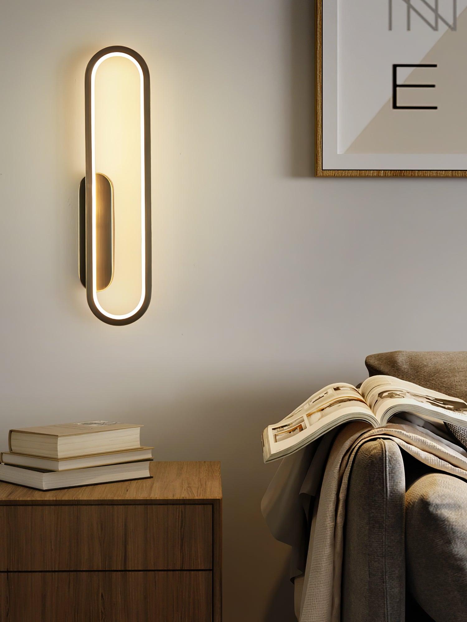 Dhu Classic Long Ova Brass Wall Lamp-Neutral Decor