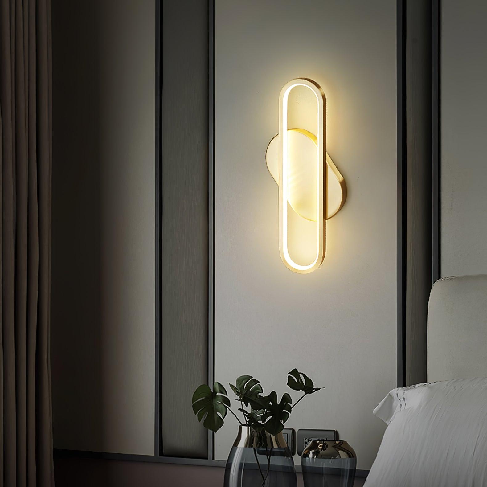 Dhu Classic Long Ova Brass Wall Lamp-Neutral Decor
