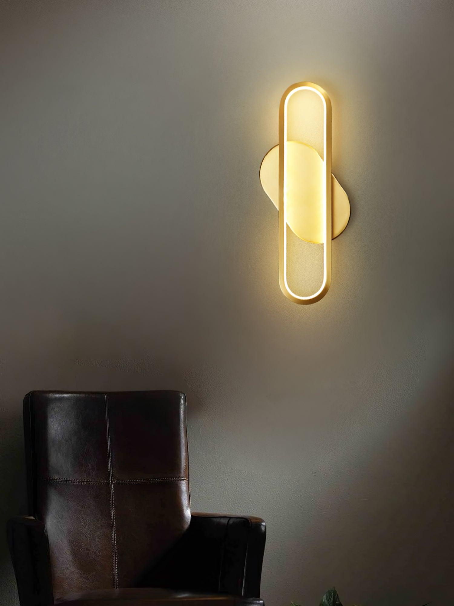Dhu Classic Long Ova Brass Wall Lamp-Neutral Decor