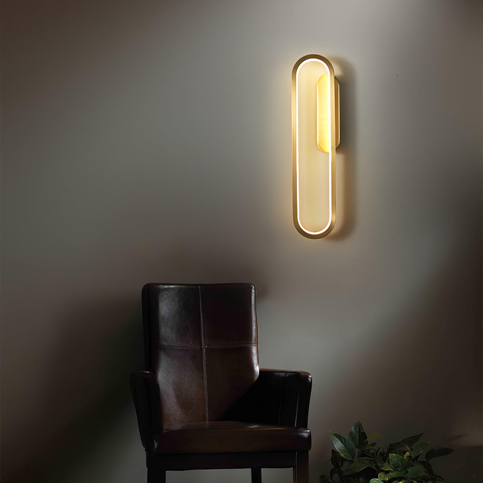 Dhu Classic Long Ova Brass Wall Lamp-Neutral Decor