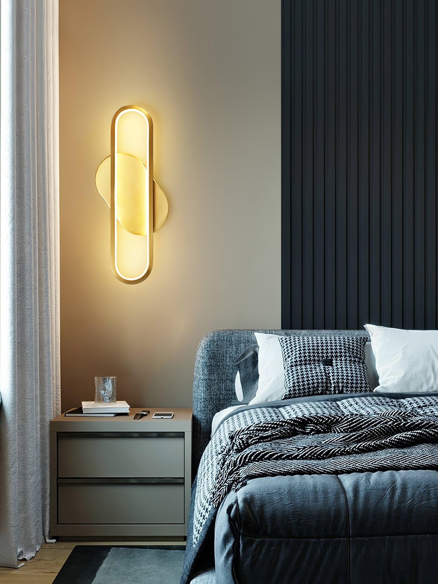 Dhu Classic Long Ova Brass Wall Lamp-Neutral Decor