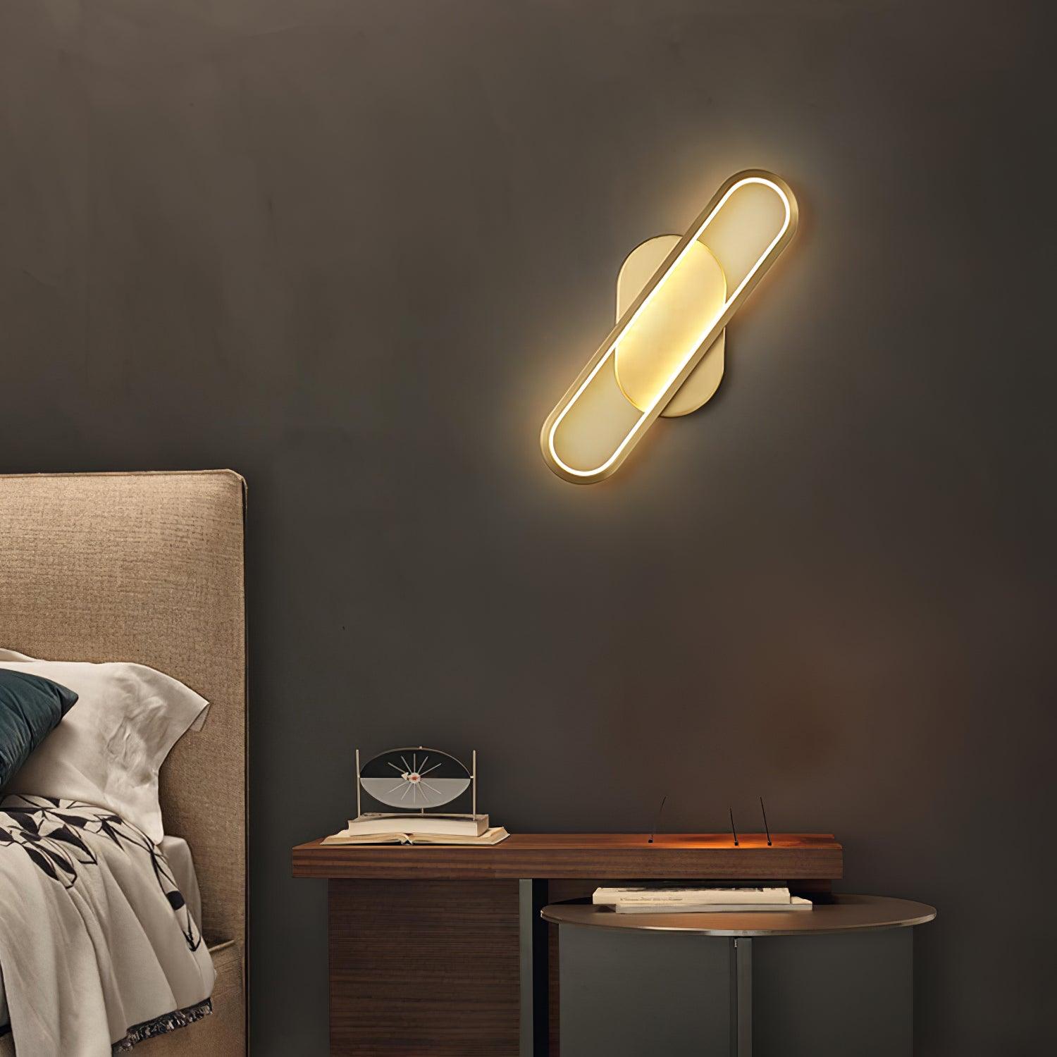 Dhu Classic Long Ova Brass Wall Lamp-Neutral Decor