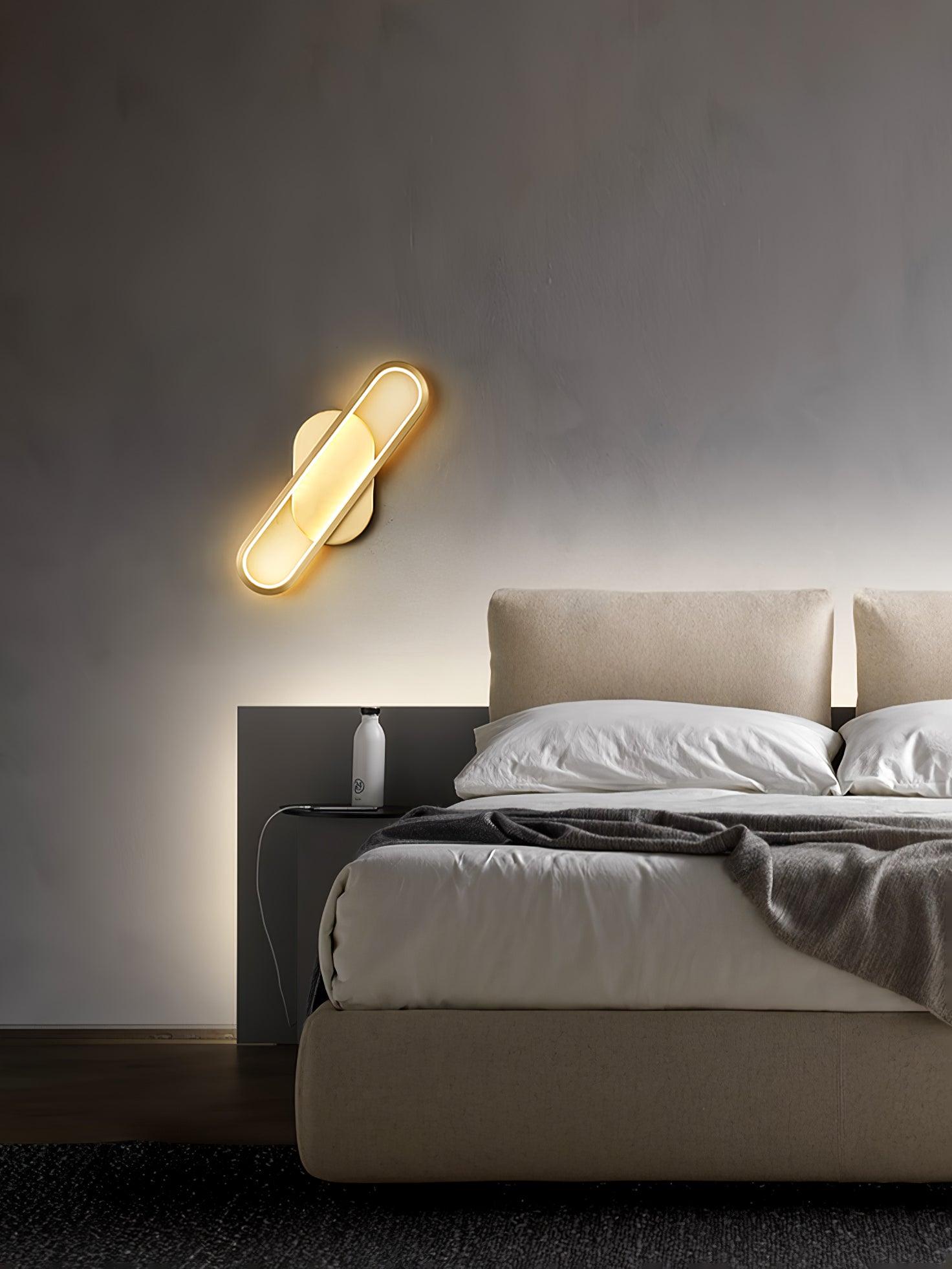 Dhu Classic Long Ova Brass Wall Lamp-Neutral Decor