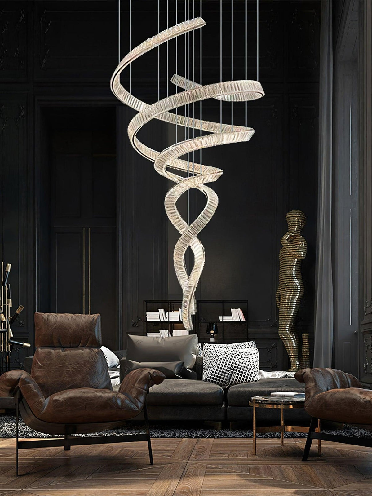 Ribbon Crystal Staircase Chandelier