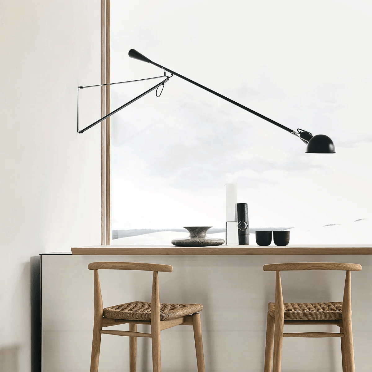 Long Swing Arm Wall Lamp-Neutral Decor