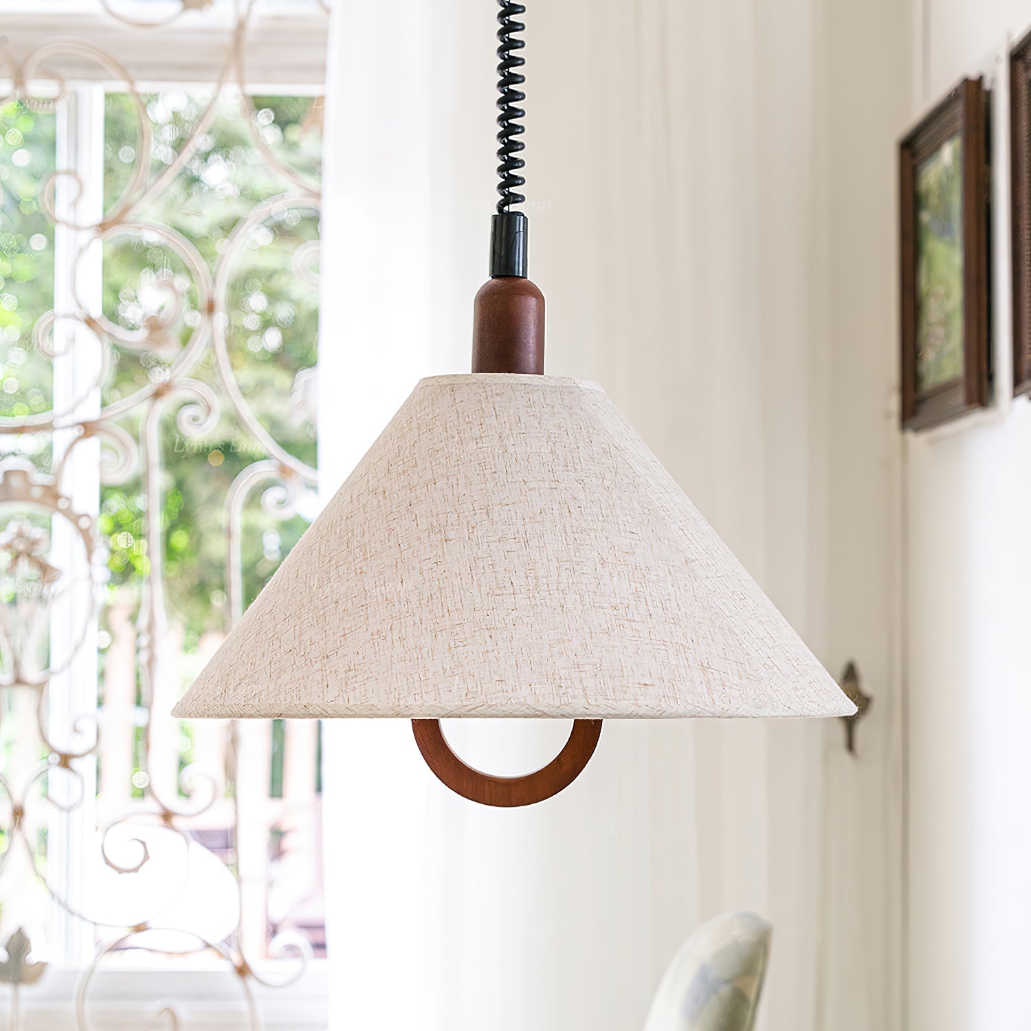 Alcaria Premium Nordic Art Fabric Wood Pendant Lamp-Neutral Decor