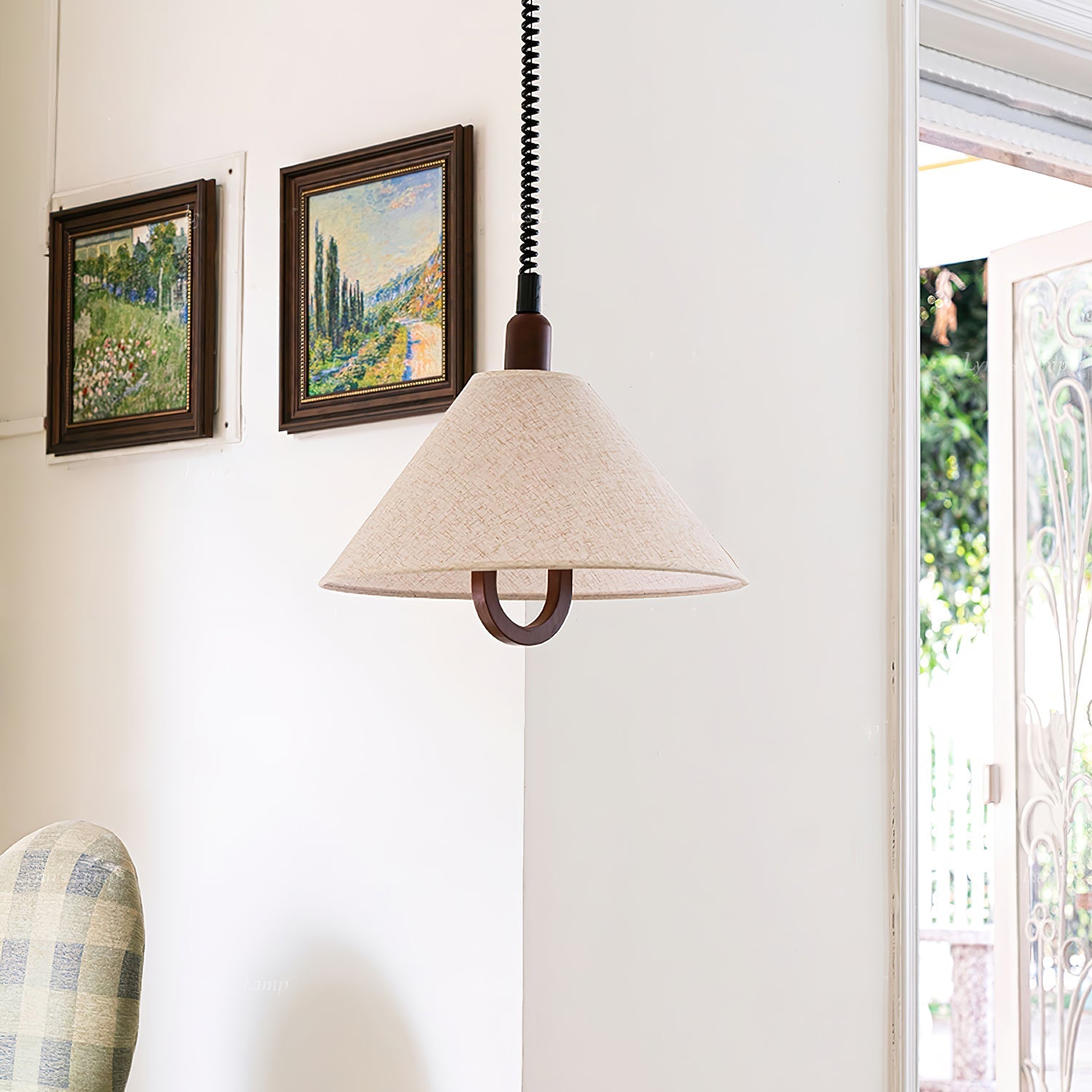 Alcaria Premium Nordic Art Fabric Wood Pendant Lamp-Neutral Decor