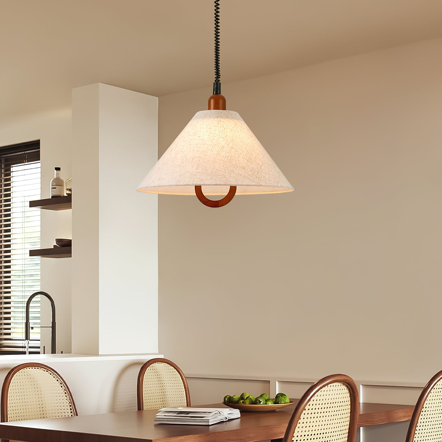 Alcaria Premium Nordic Art Fabric Wood Pendant Lamp-Neutral Decor