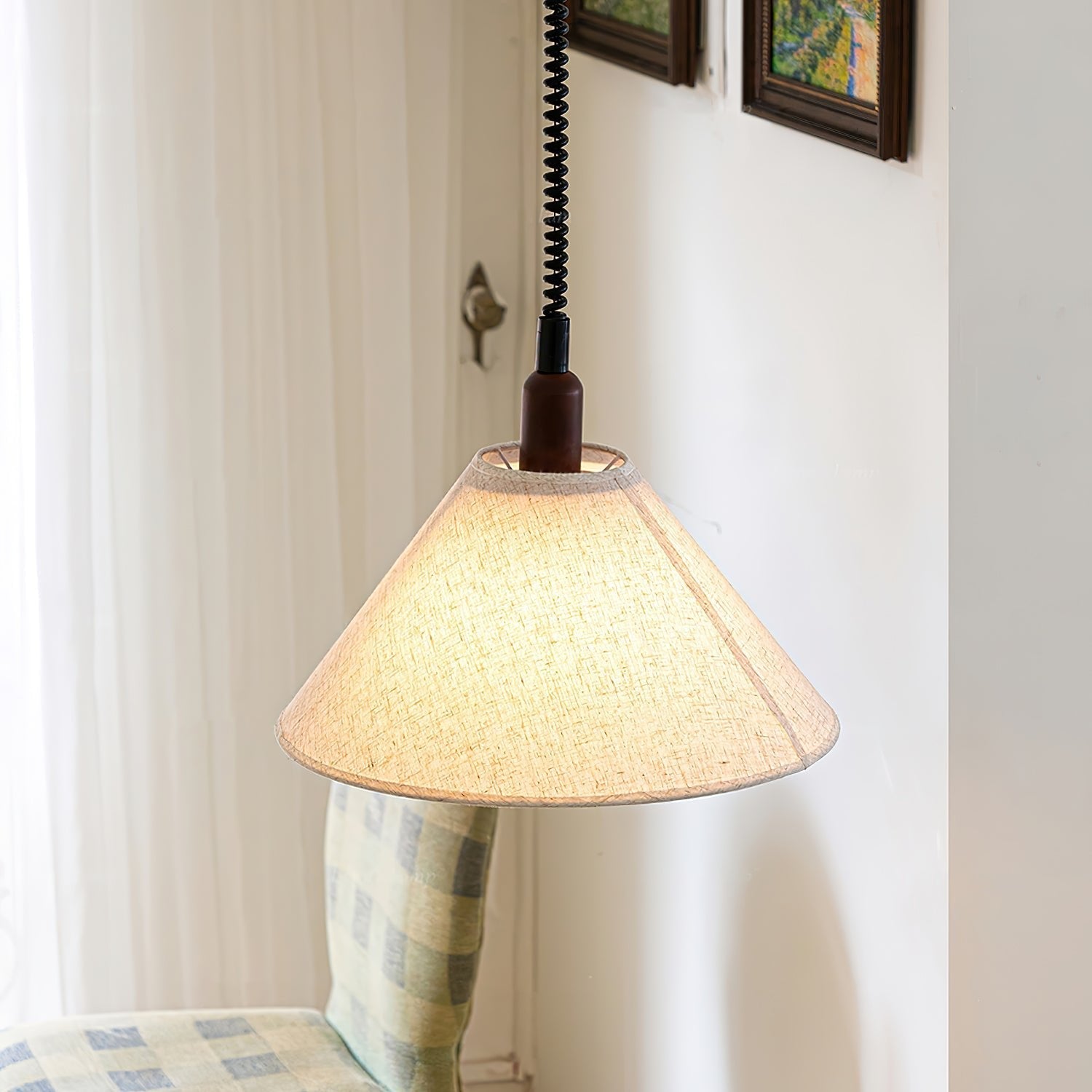 Alcaria Premium Nordic Art Fabric Wood Pendant Lamp-Neutral Decor