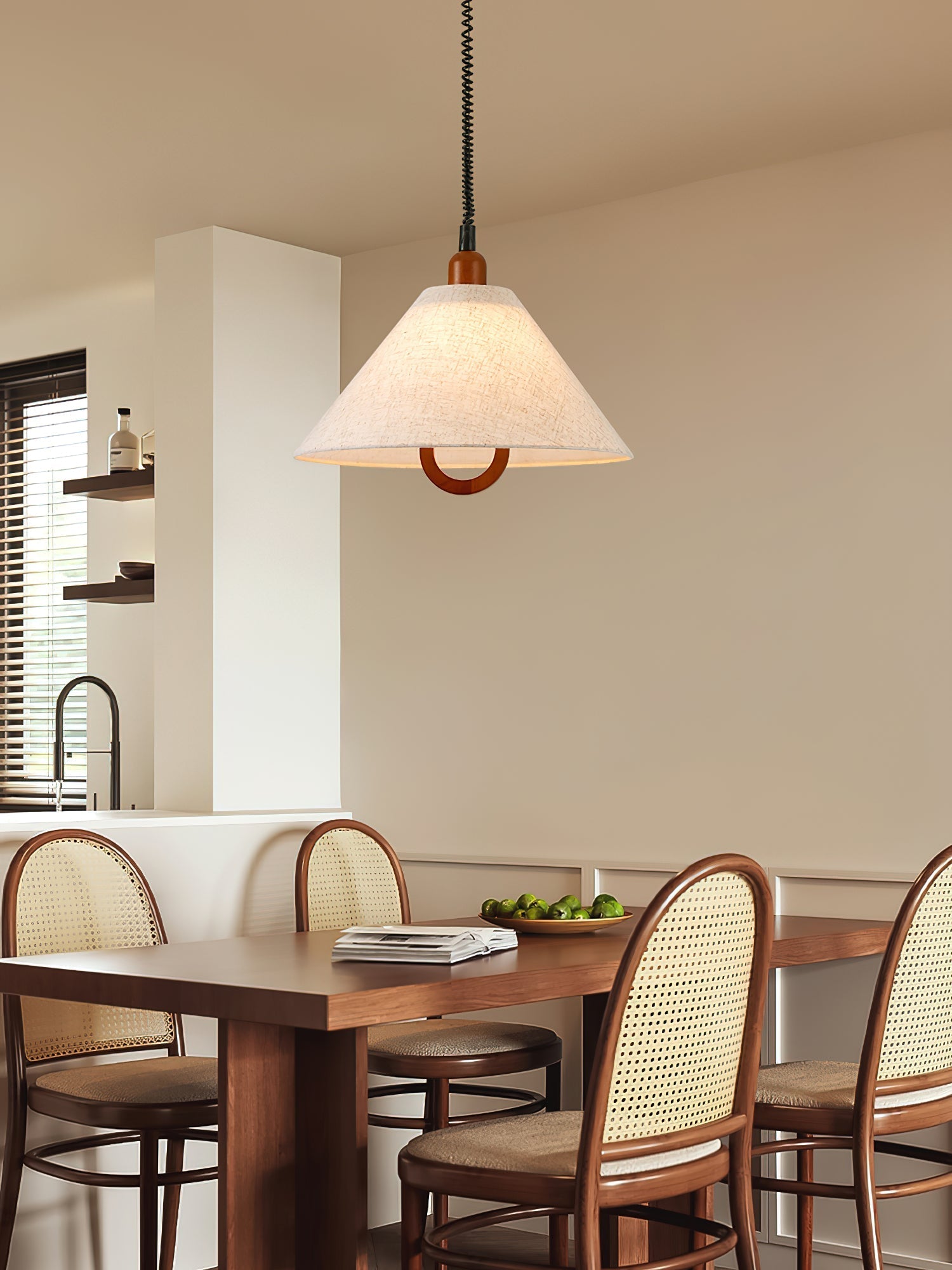 Alcaria Premium Nordic Art Fabric Wood Pendant Lamp-Neutral Decor