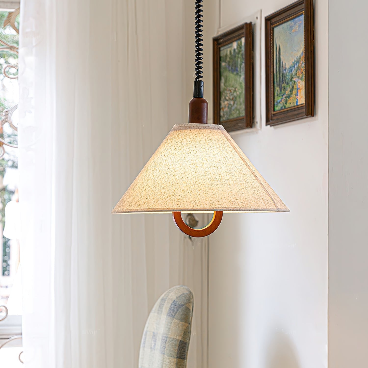 Alcaria Premium Nordic Art Fabric Wood Pendant Lamp-Neutral Decor