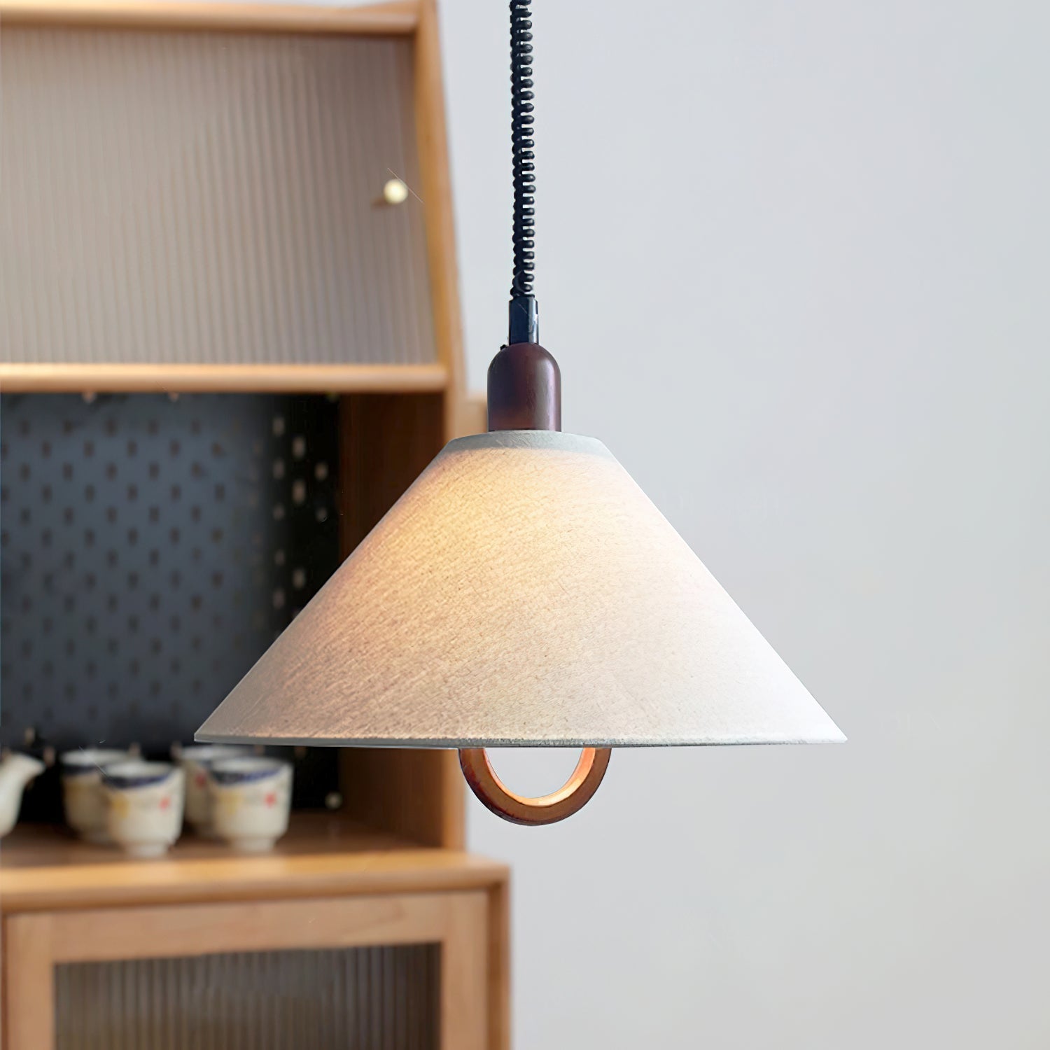 Alcaria Premium Nordic Art Fabric Wood Pendant Lamp-Neutral Decor