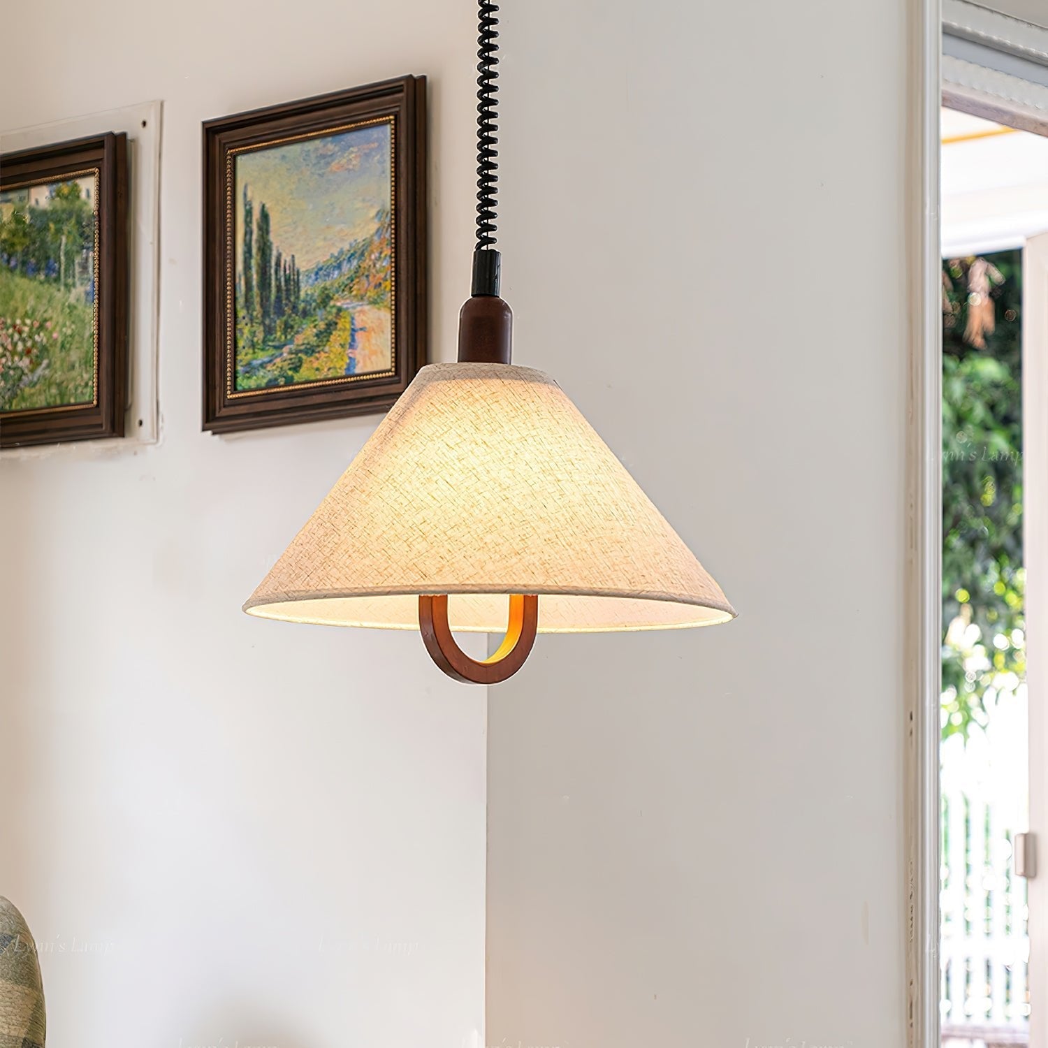 Alcaria Premium Nordic Art Fabric Wood Pendant Lamp-Neutral Decor