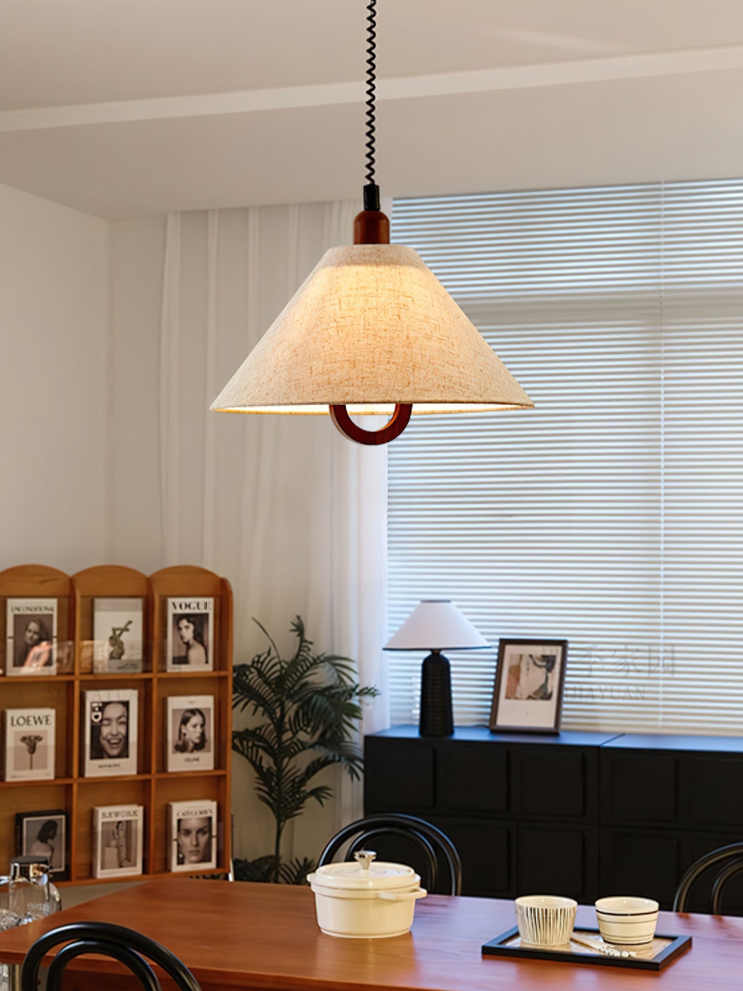 Alcaria Premium Nordic Art Fabric Wood Pendant Lamp-Neutral Decor