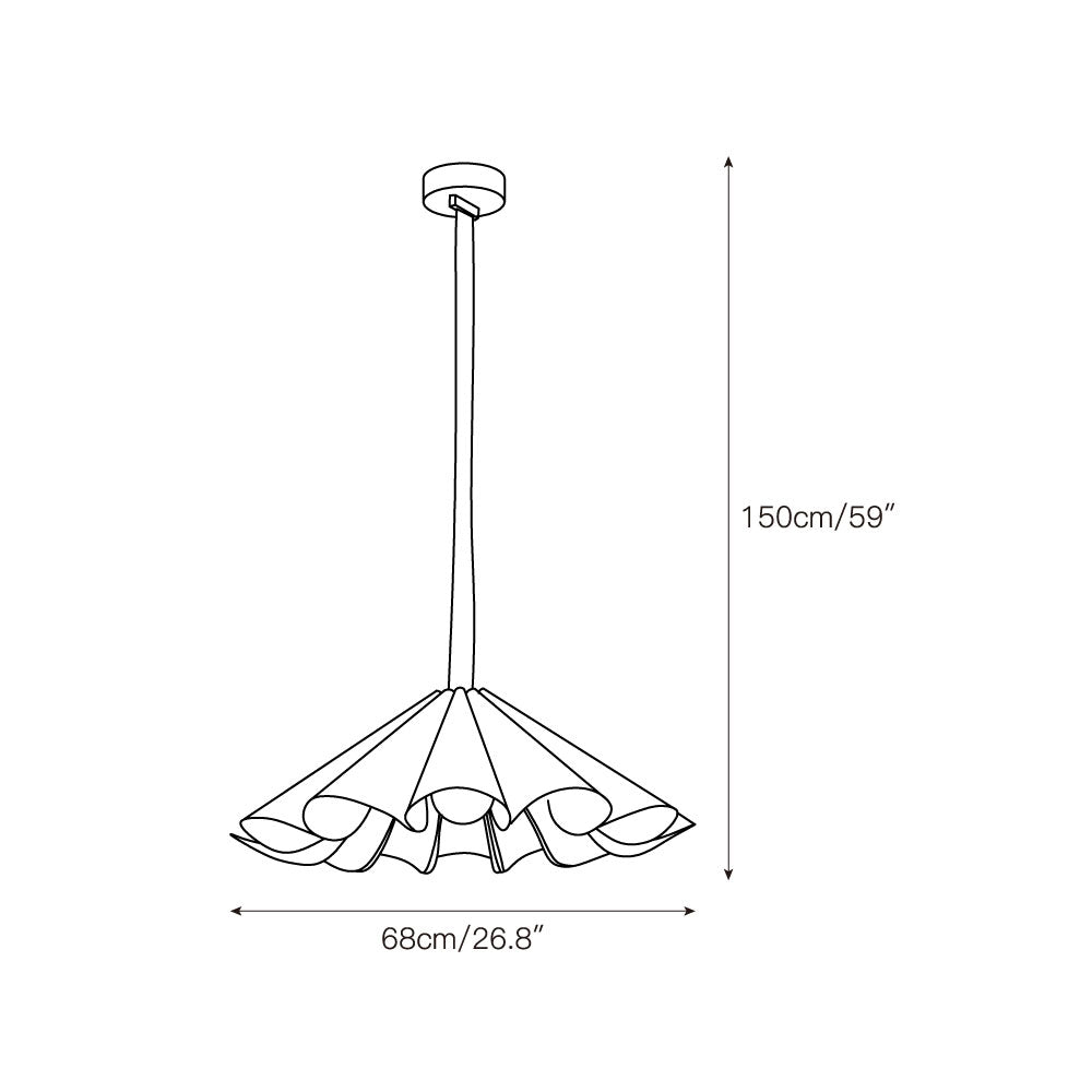 The larger Lora Pendant Lamp suspended over a minimalist dining table.