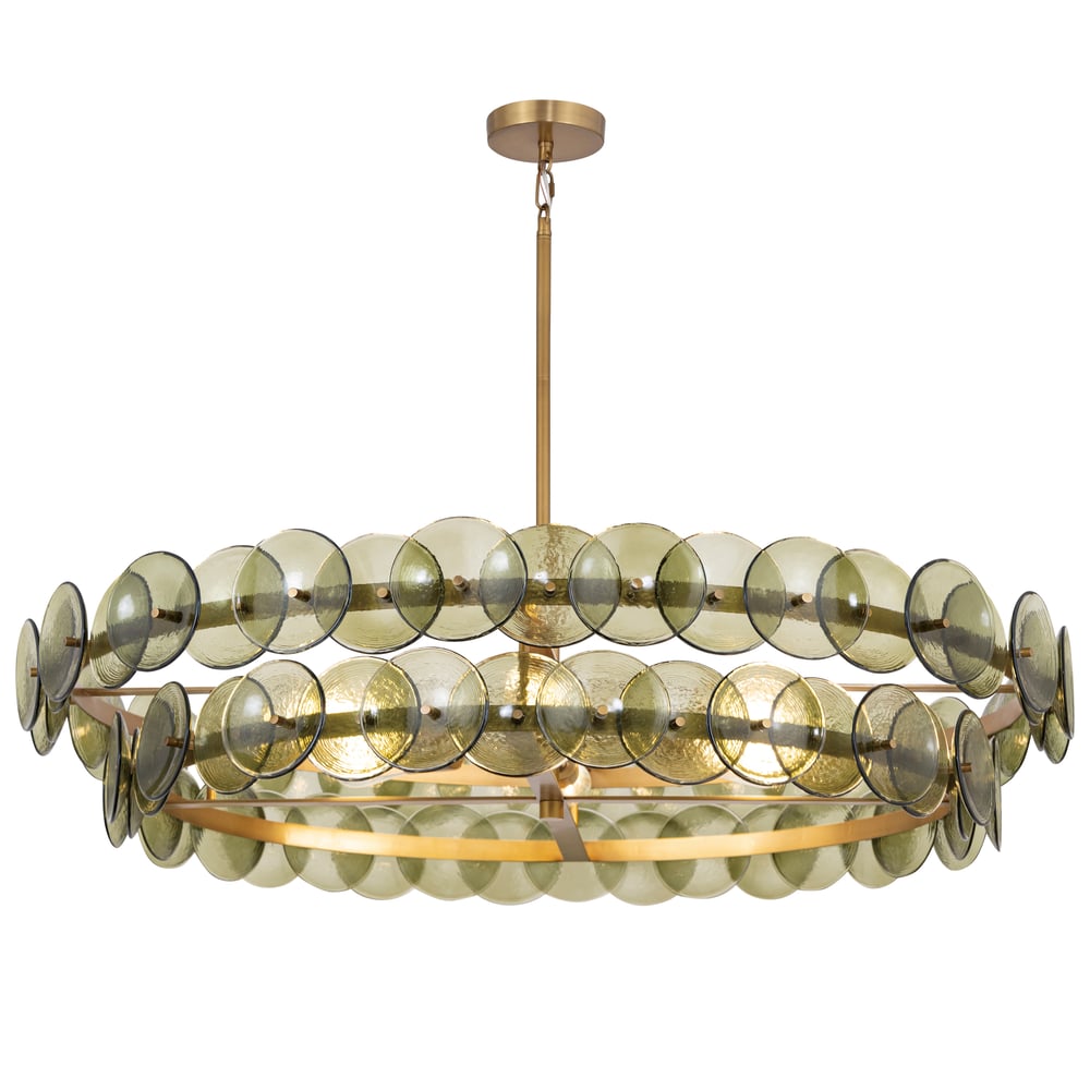 Aurora Chandelier Amber Pressed Glass Disc Round-Neutral Decor
