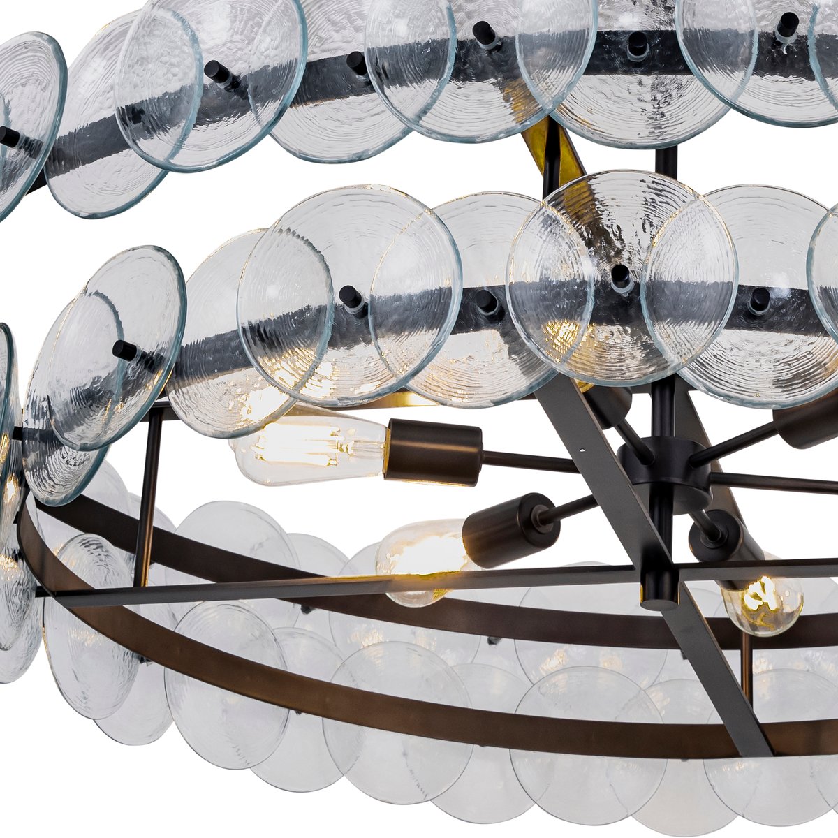 Aurora Chandelier Amber Pressed Glass Disc Round-Neutral Decor