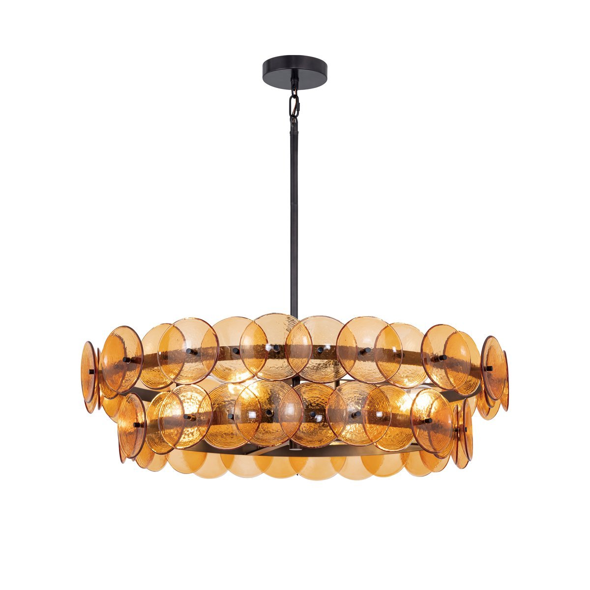 Aurora Chandelier Amber Pressed Glass Disc Round-Neutral Decor
