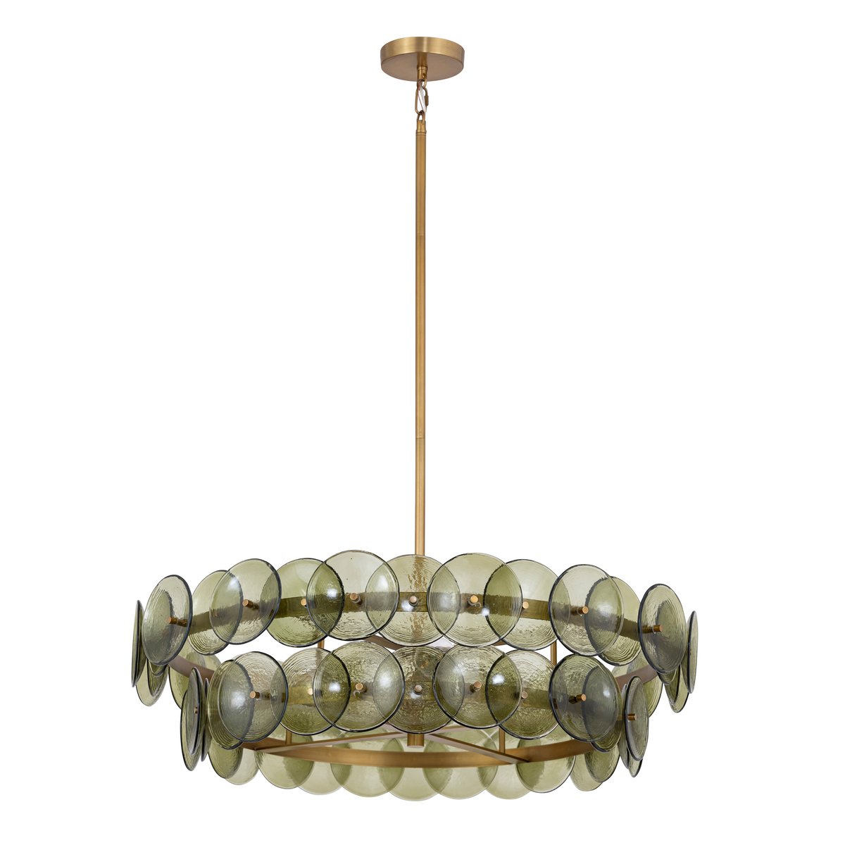 Aurora Chandelier Amber Pressed Glass Disc Round-Neutral Decor