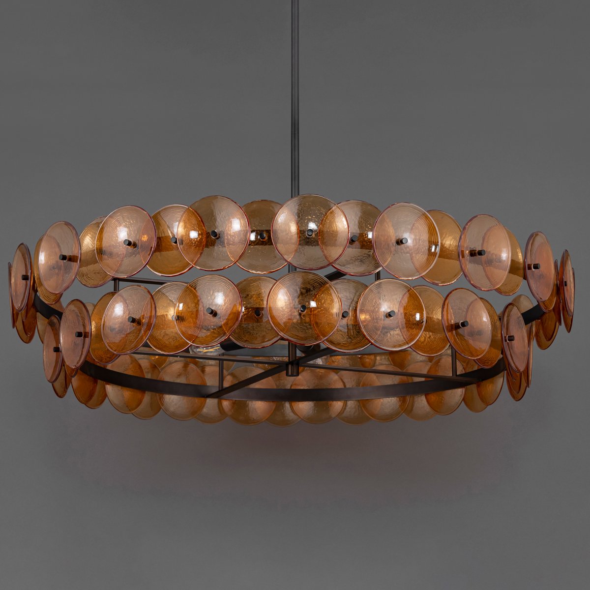 Aurora Chandelier Amber Pressed Glass Disc Round-Neutral Decor