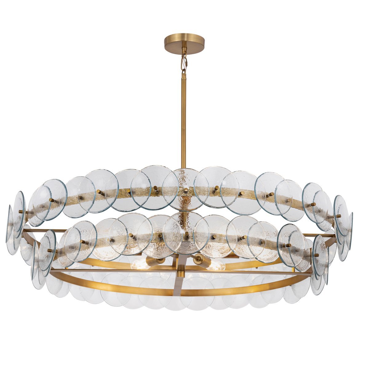 Aurora Chandelier Amber Pressed Glass Disc Round-Neutral Decor