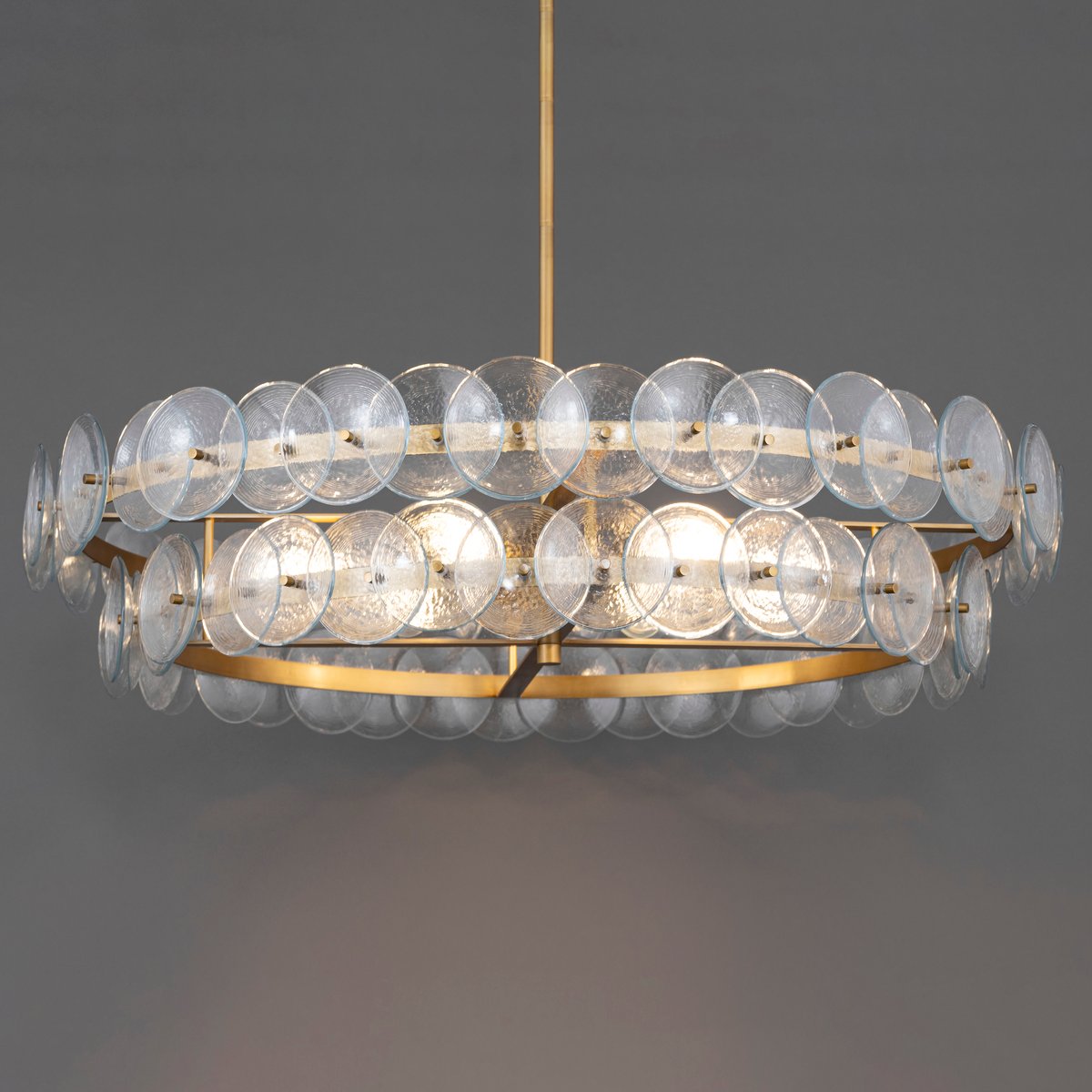 Aurora Chandelier Amber Pressed Glass Disc Round-Neutral Decor