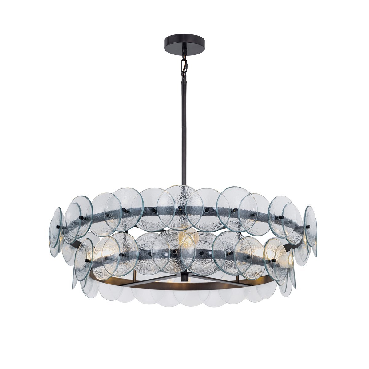 Aurora Chandelier Amber Pressed Glass Disc Round-Neutral Decor