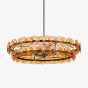 Aurora Chandelier Amber Pressed Glass Disc Round-Neutral Decor