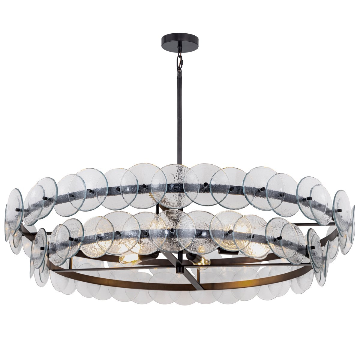 Aurora Chandelier Amber Pressed Glass Disc Round-Neutral Decor