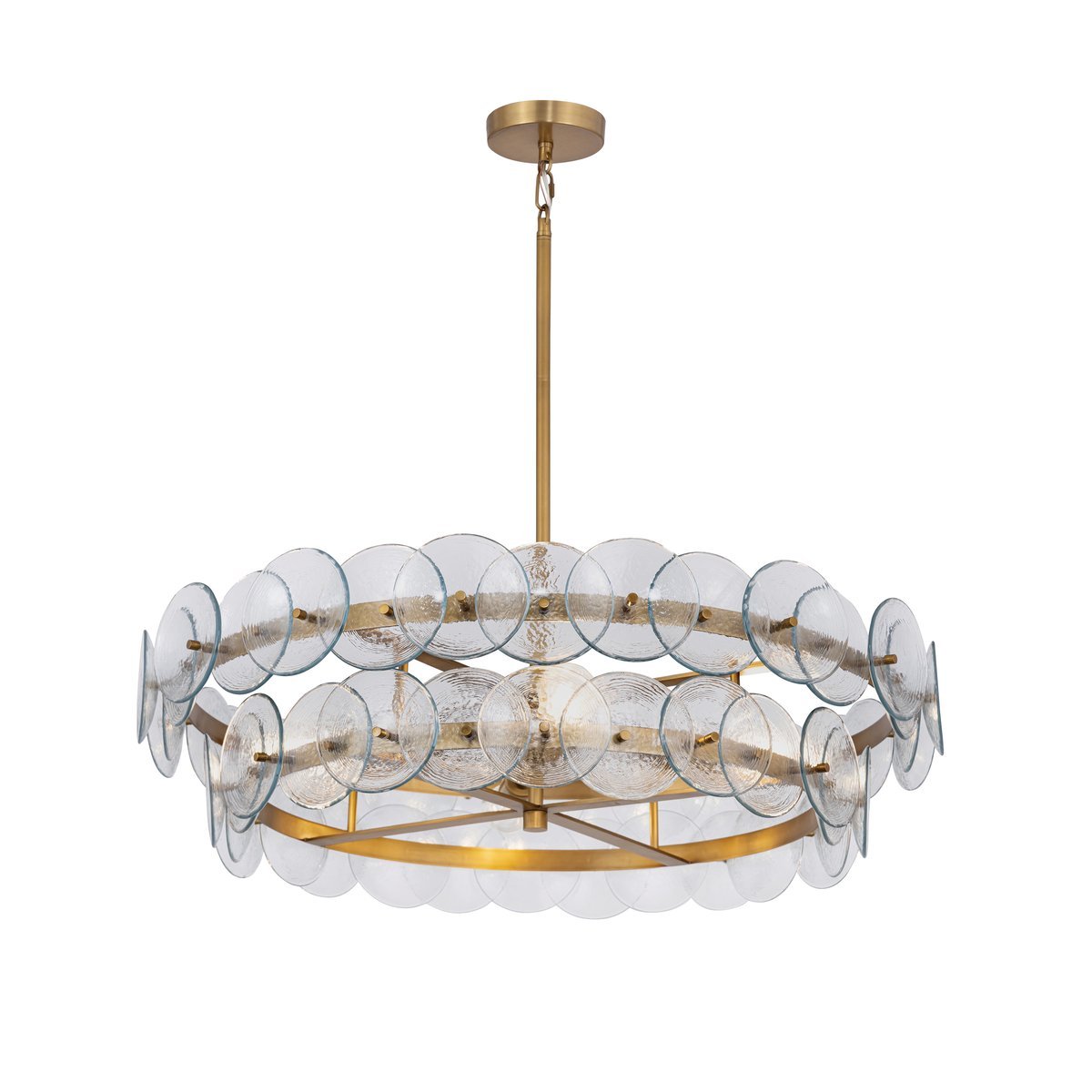 Aurora Chandelier Amber Pressed Glass Disc Round-Neutral Decor