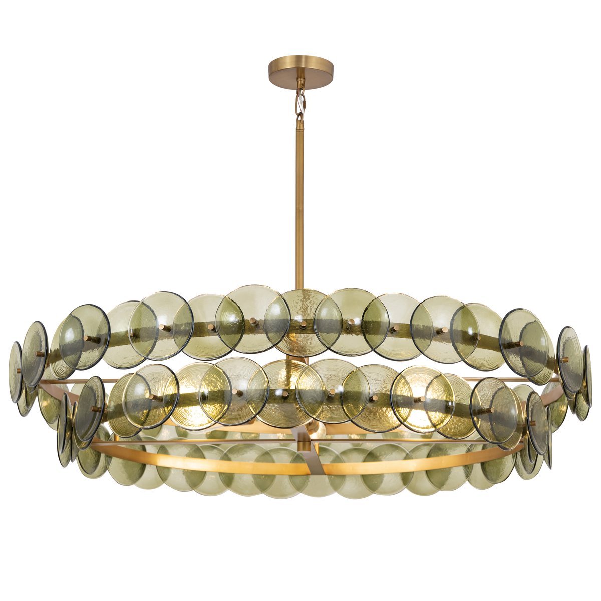 Aurora Chandelier Amber Pressed Glass Disc Round-Neutral Decor