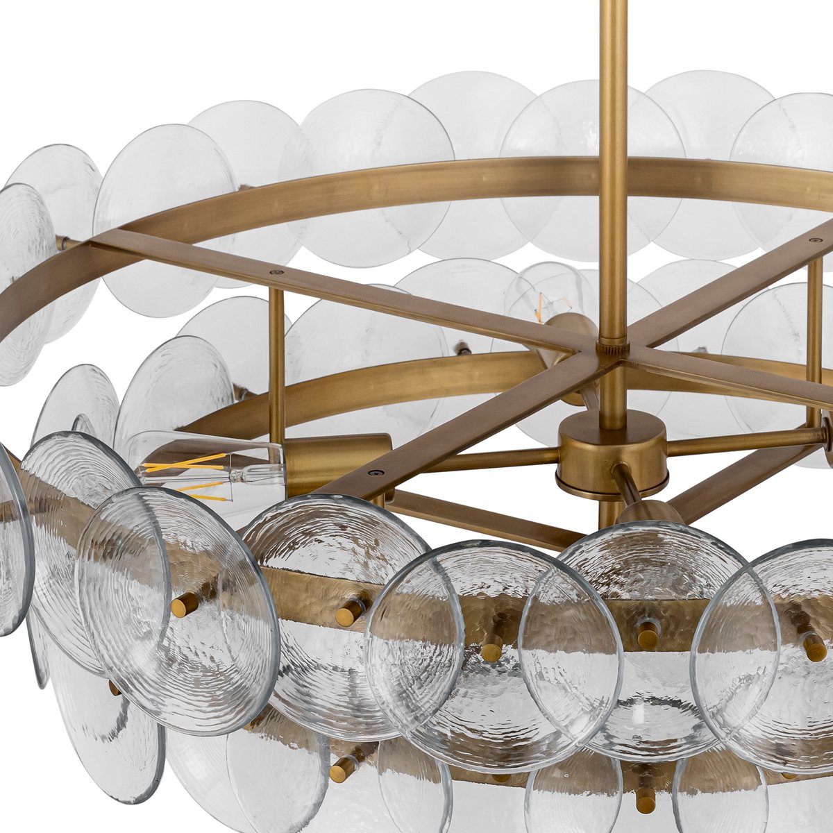 Aurora Chandelier Amber Pressed Glass Disc Round-Neutral Decor