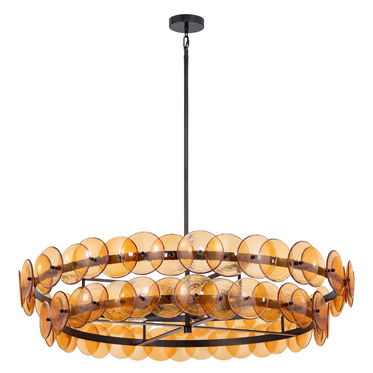 Aurora Chandelier Amber Pressed Glass Disc Round-Neutral Decor