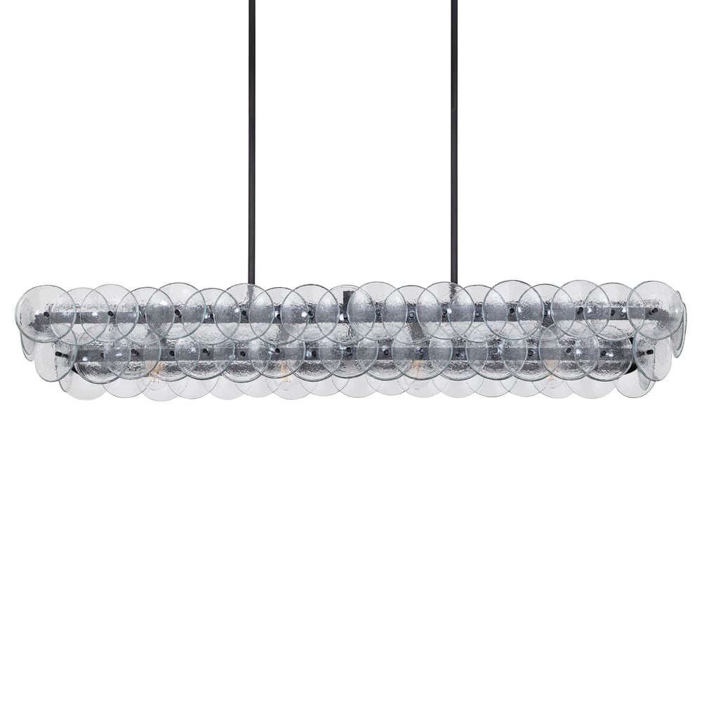 Aurora Chandelier Linear Amber Pressed Glass Disc Modern-Neutral Decor