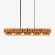 Aurora Chandelier Linear Amber Pressed Glass Disc Modern-Neutral Decor