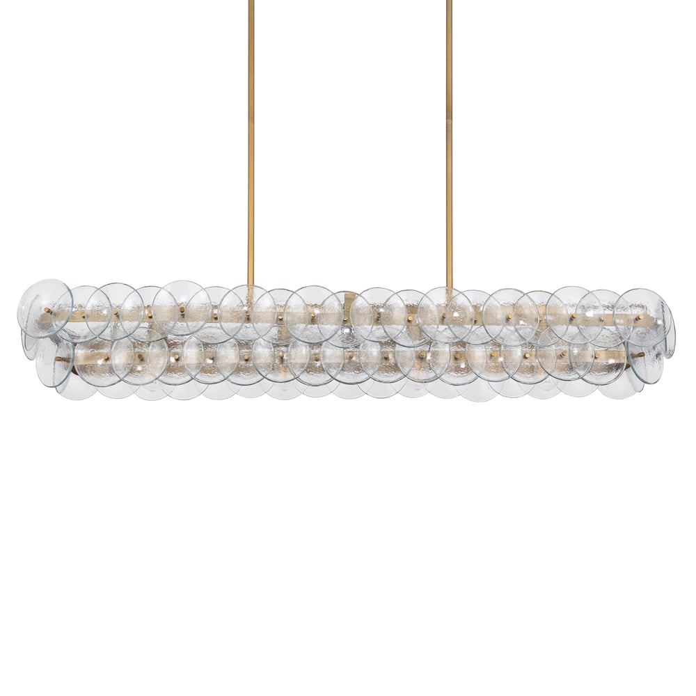 Aurora Chandelier Linear Amber Pressed Glass Disc Modern-Neutral Decor