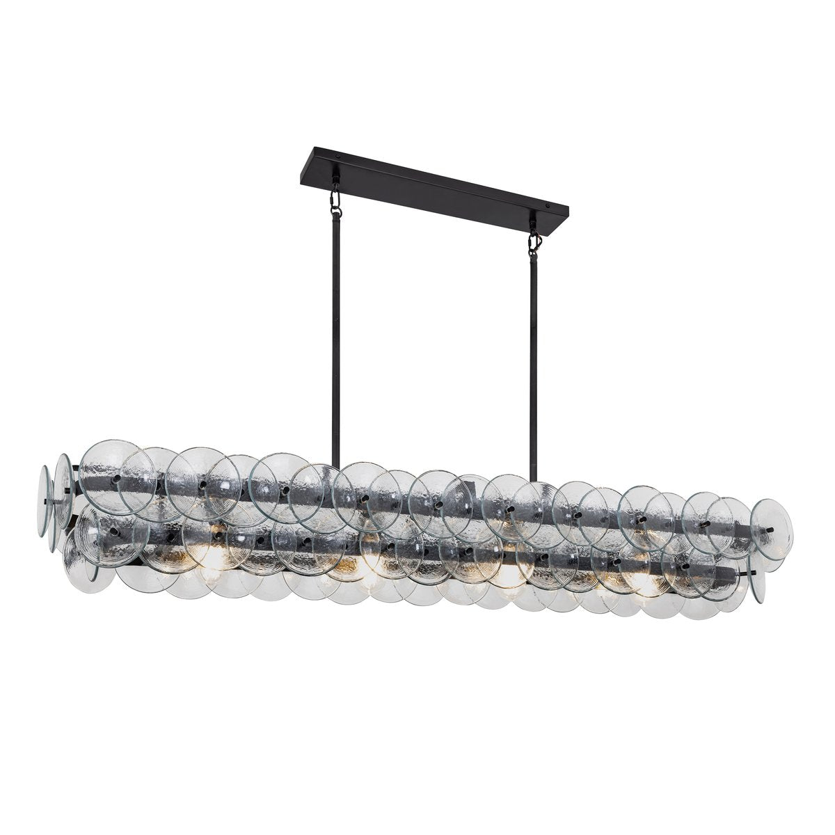 Aurora Chandelier Linear Amber Pressed Glass Disc Modern-Neutral Decor