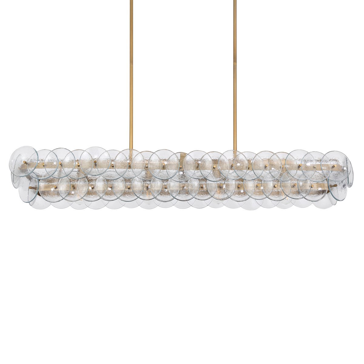 Aurora Chandelier Linear Amber Pressed Glass Disc Modern-Neutral Decor
