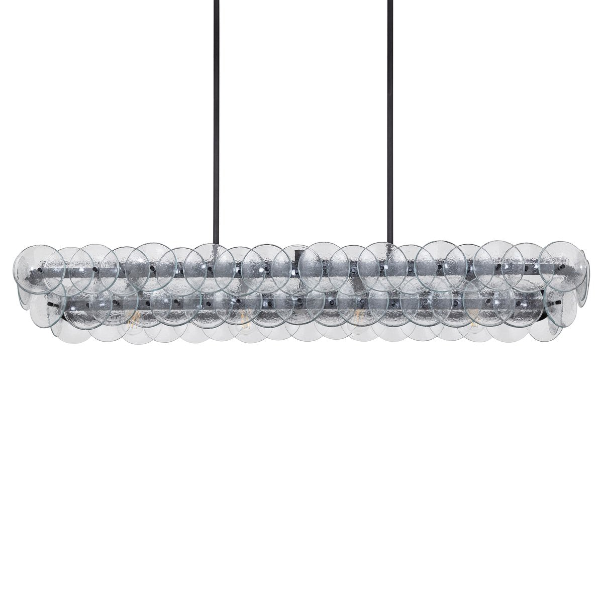 Aurora Chandelier Linear Amber Pressed Glass Disc Modern-Neutral Decor