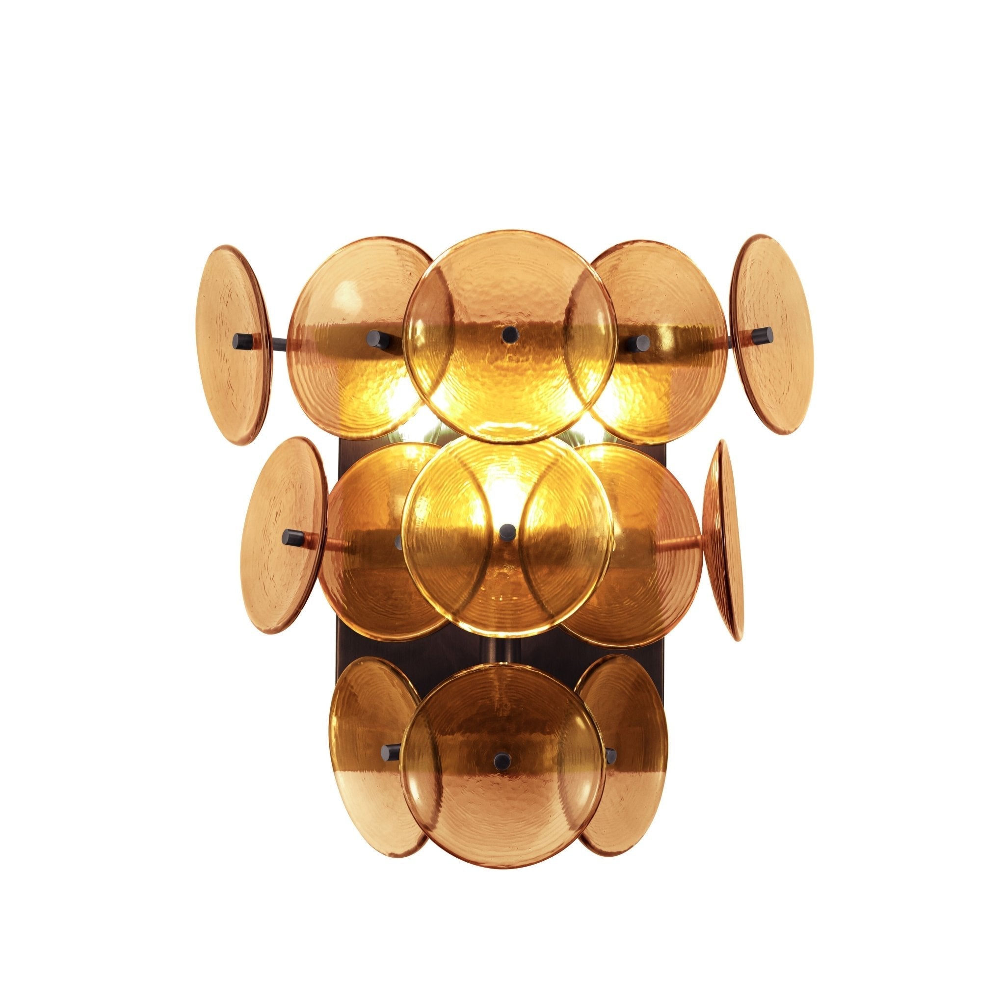 Aurora Wall Sconce Pressed Glass Disc Vintage Amber-Neutral Decor