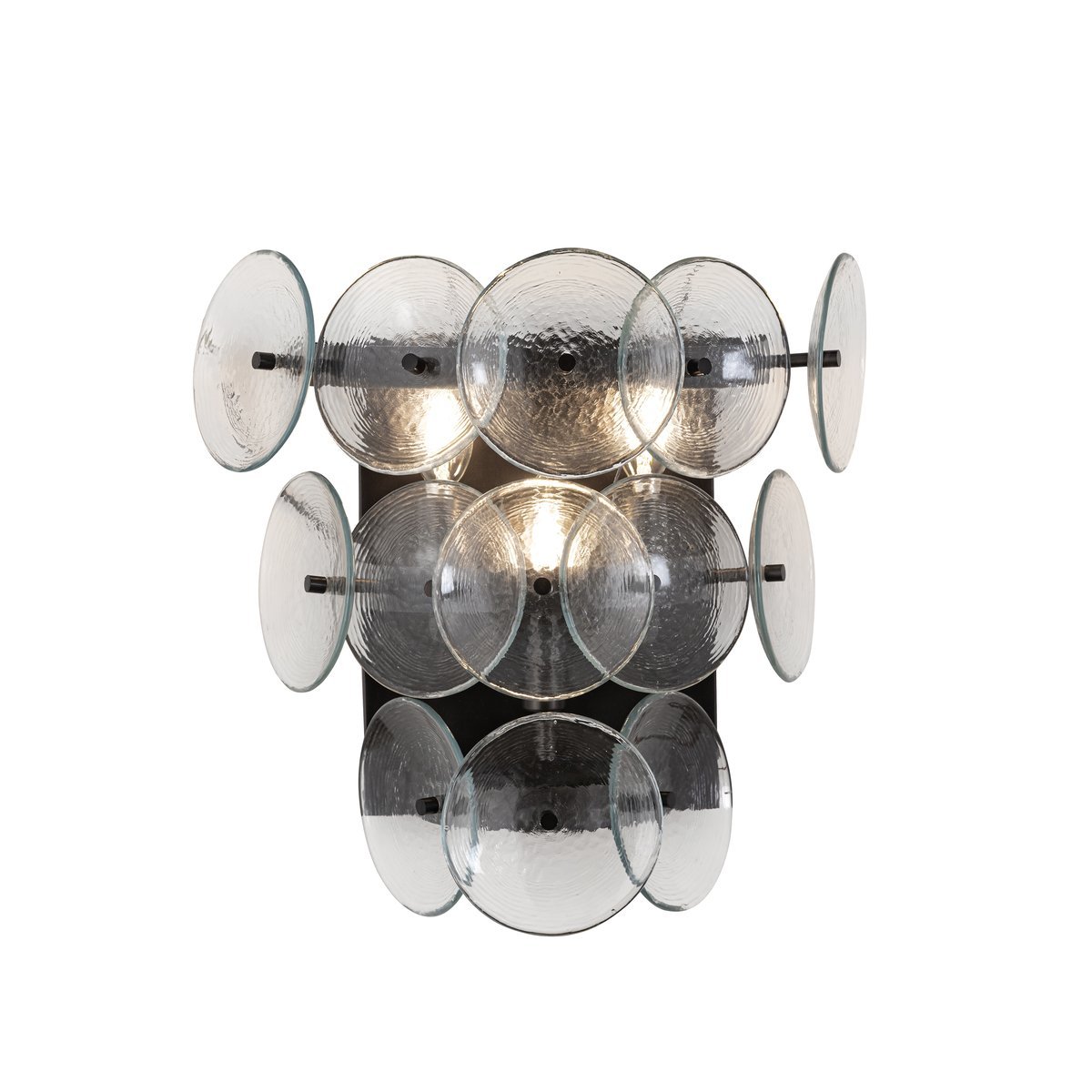 Aurora Wall Sconce Pressed Glass Disc Vintage Amber-Neutral Decor