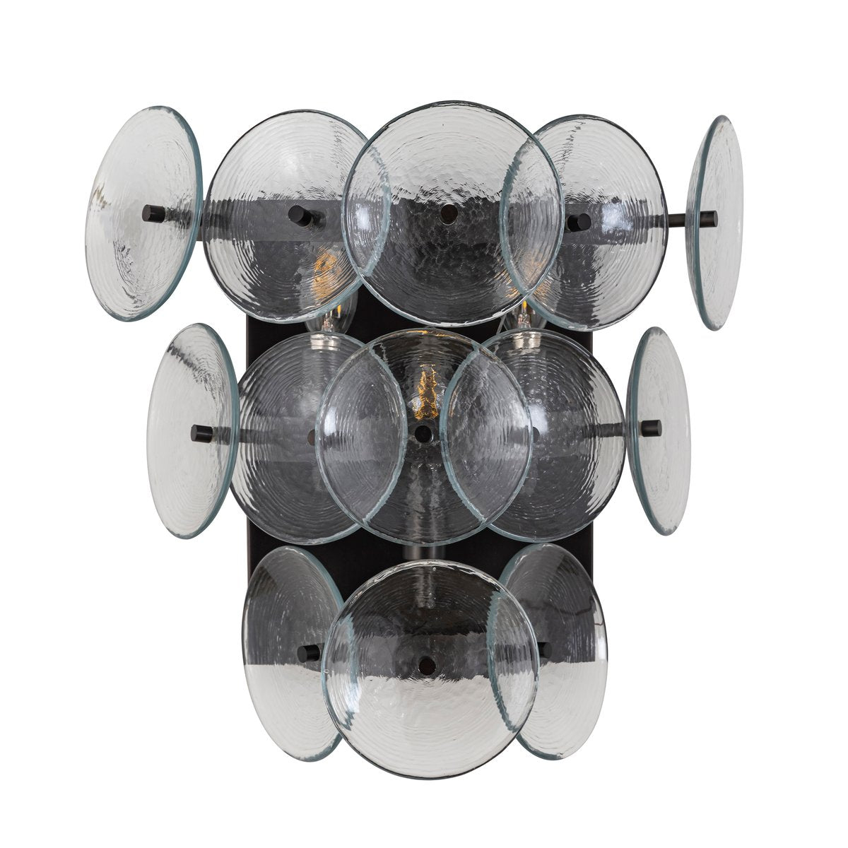 Aurora Wall Sconce Pressed Glass Disc Vintage Amber-Neutral Decor