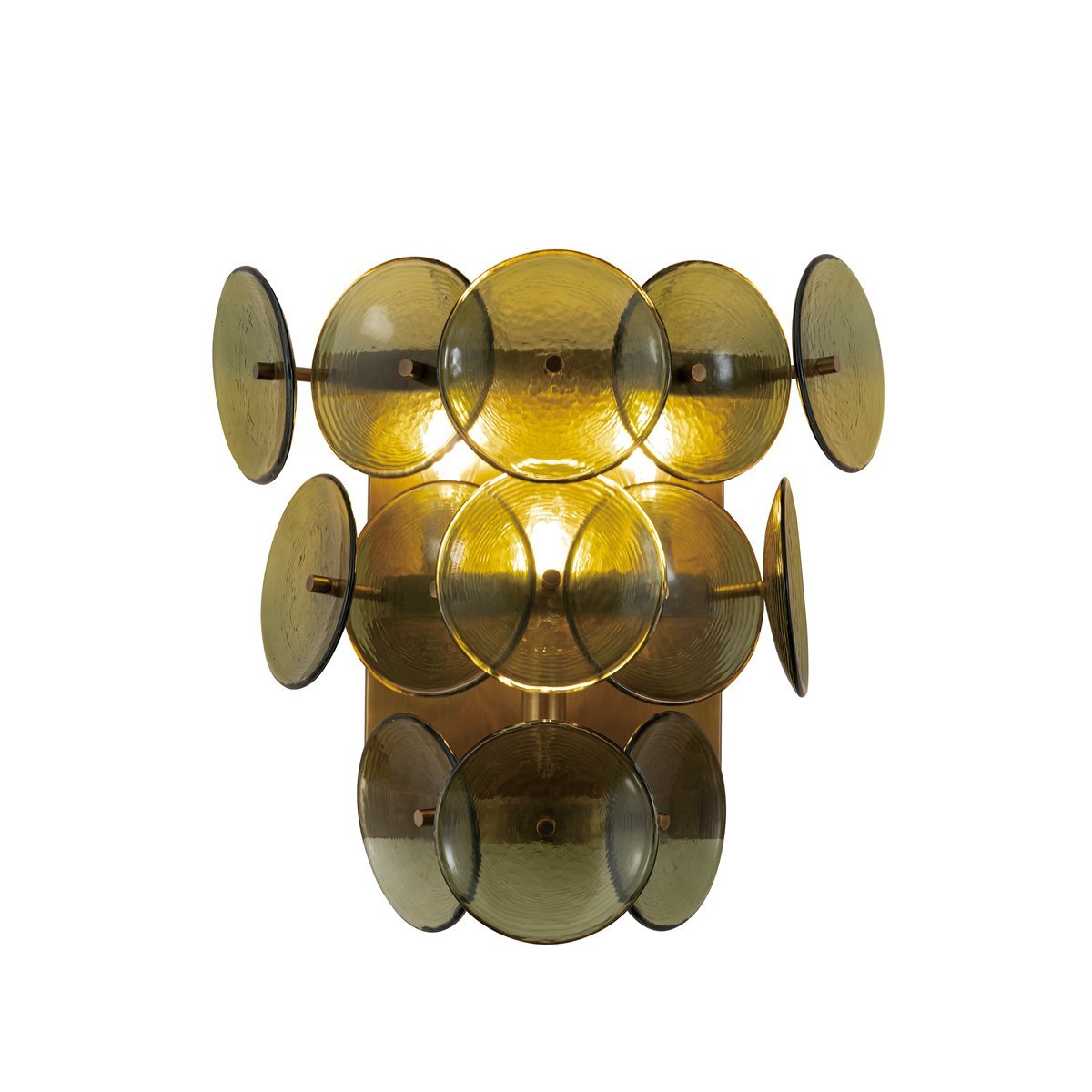Taroe Wall Sconce Pressed Glass Disc Vintage Amber-Neutral Decor