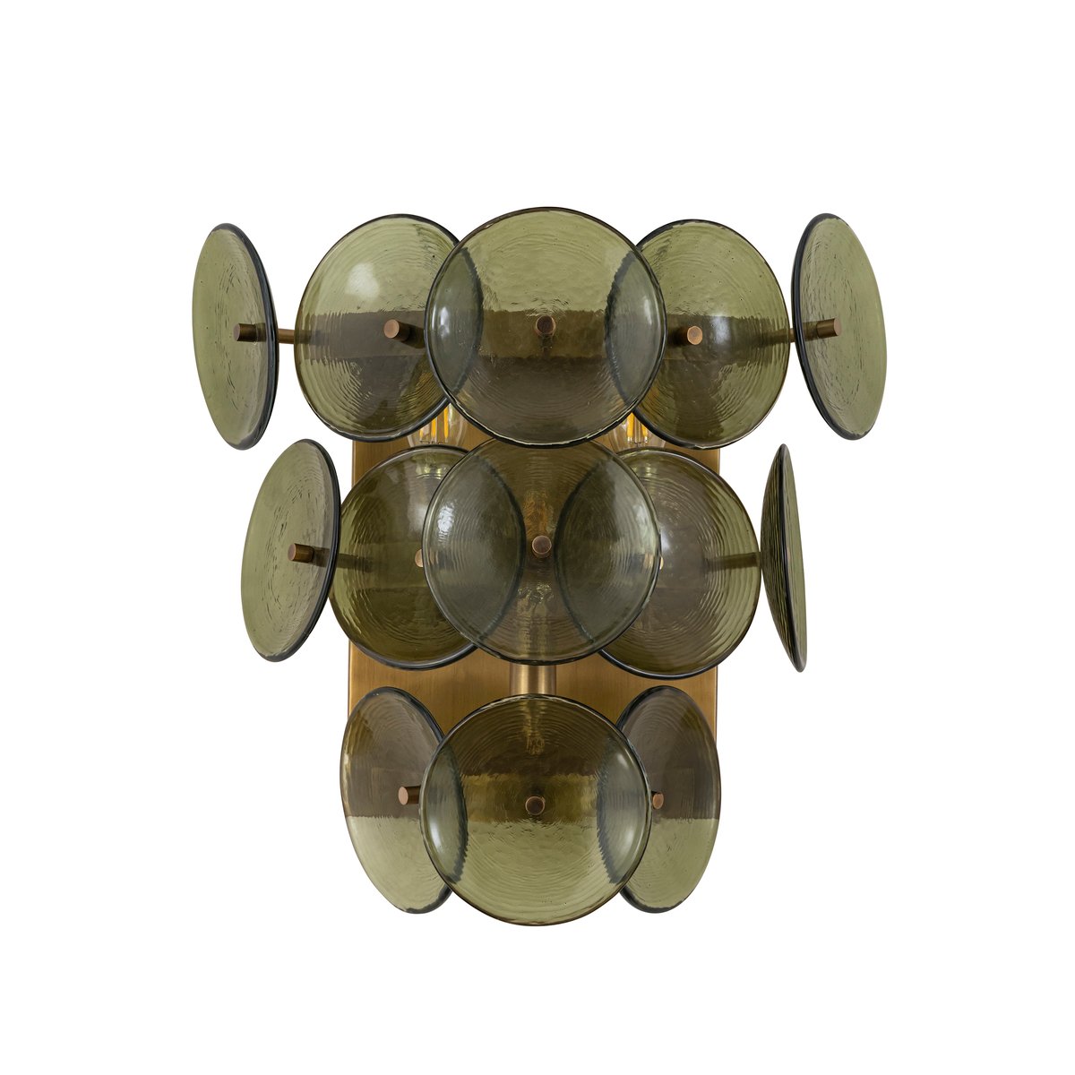 Taroe Wall Sconce Pressed Glass Disc Vintage Amber-Neutral Decor