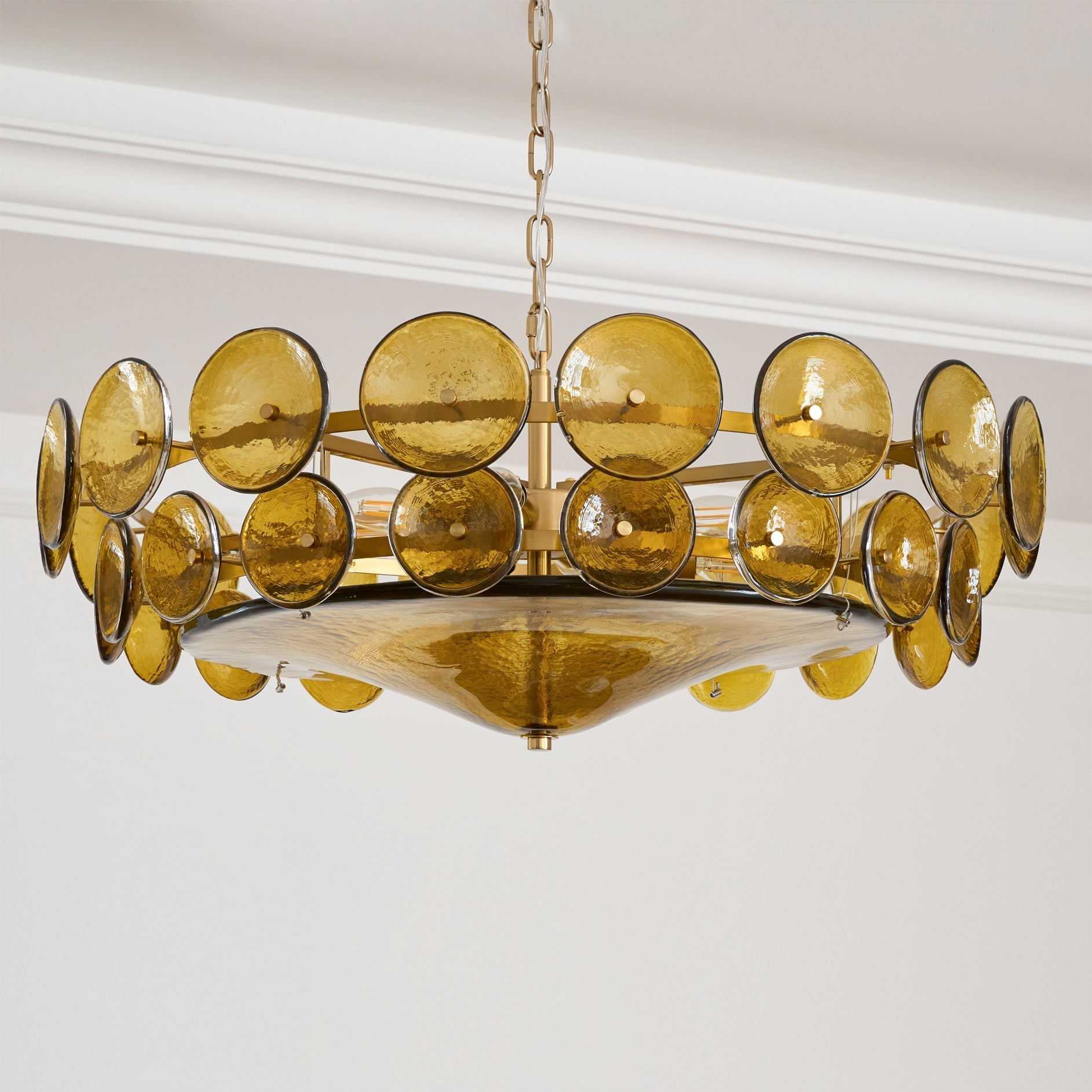 Aurora Chandelier Murano Glass Disc Vintage-Neutral Decor
